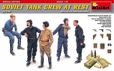 Mini-Art Soviet Tank Crew at Rest (5) Plastic Model Military Figure Kit 1/35 Scale #35246