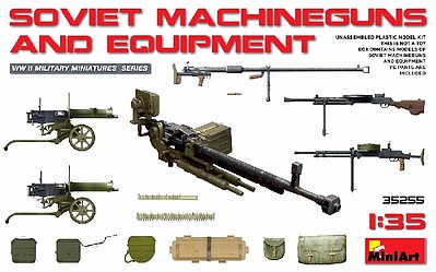 Mini-Art Soviet Machine Guns & Equipment Plastic Model Military Figure Kit 1/35 Scale #35255