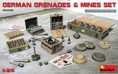 Mini-Art German Grenades & Mines Set Plastic Model Military Kit 1/35 Scale #35258