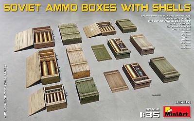 Mini-Art Soviet Ammo Boxes with Shells Plastic Model Military Kit 1/35 Scale #35261
