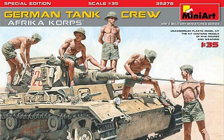 Mini-Art German Tank Crew Afrika Korps Plastic Model Military Figures 1/35 Scale #35278