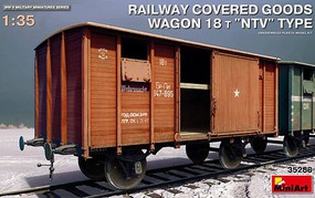 Mini-Art WWII Railway Boxcar 18t NTV Type Plastic Model Military Train Car Kit 1/35 Scale #35288