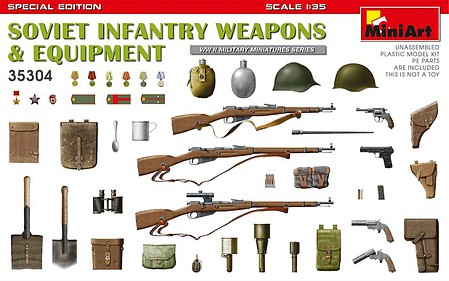 Mini-Art WWII Soviet Infantry Weapons & Equipment Plastic Model Military Weapons 1/35 Scale #35304
