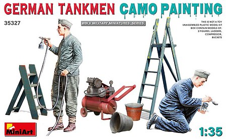 Mini-Art WWII German Tankmen w/Compressor, Paint Plastic Model Military Figures 1/35 Scale #35327
