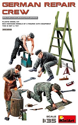 Mini-Art German Repair Crew w/Equipment Plastic Model Military Figures 1/35 Scale #35358