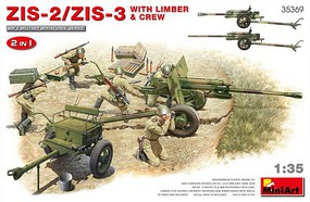 Mini-Art WWII ZIS2/3 Gun w/Limber & 5 Crew Plastic Model Artillary Kit 1/35 Scale #35369