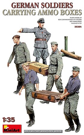 Mini-Art German Soldiers w/2 Ammo Boxes Plastic Model Military Figures 1/35 Scale #35384