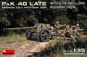 Mini-Art 1/35 WWII German 7.5cm PaK 40 Late Anti-Tank Gun w/4 Elite Artillery Regiment Crew