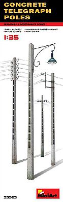 Mini-Art Concrete Telegraph Poles (4 Types) Plastic Model Diorama Accessory 1/35 Scale #35563