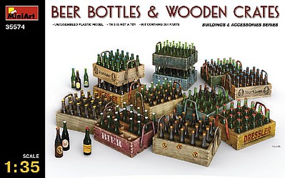 Mini-Art Beer Bottles & Wooden Crates Plastic Model Diorama Accessory 1/35 Scale #35574