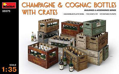 Mini-Art Champagne Cognac Bottles with Crates Plastic Model Diorama Accessory 1/35 Scale #35575