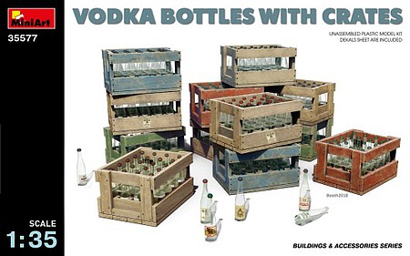 Mini-Art Vodka Bottles with Crates Plastic Model Military Accessory 1/35 Scale #35577