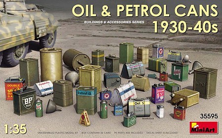 Mini-Art Oil & Petrol Cans 1930-40s Plastic Model Military Diorama Accessories 1/35 Scale #35595