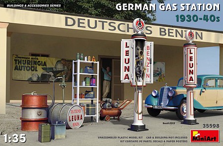 Mini-Art German Gas Station 1930-40s Plastic Model Military Diorama Building Kit 1/35 Scale #35598