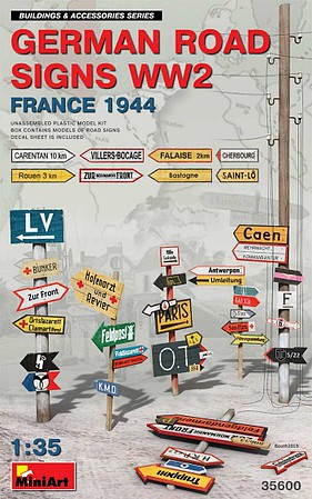Mini-Art WWII German Road Signs France 1944 Plastic Model Military Accessories 1/35 Scale #35600