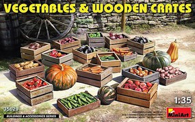 Mini-Art Vegetables & Wooden Crates Plastic Model Military Diorama Accessories 1/35 Scale #35629