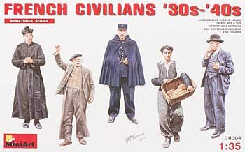 Mini-Art French Civilians 1930s-1940s Plastic Model Military Figure 1/35 Scale #38004