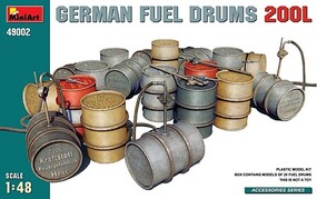 Mini-Art WWII German 200L Fuel Drum Set (20) (New Tool) Plastic Model Diorama Kit 1/48 Scale #49002