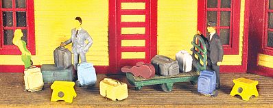 Monroe Modern Luggage Set Mini Tales(TM) Unpainted HO Scale Model Railroad Building Accessory #2305