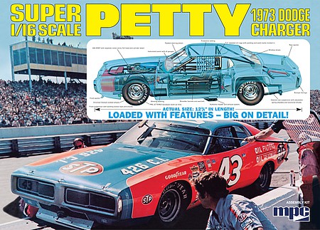 MPC Richard Petty 1973 Dodge Charger Plastic Model Car Vehicle Kit 1/16 Scale #pc938