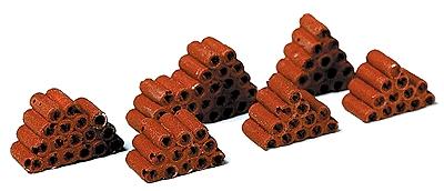 Railstuff Stacked Drainage Tile Red (6) Model Railroad Building Accessory HO Scale #480