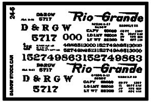 Microscale Denver & Rio Grande Western Stock Car Narrow Gauge (1930+) G Scale Model Railroad Decal #246