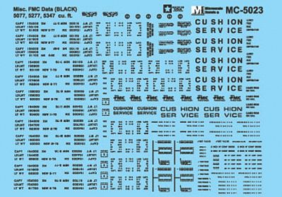 Microscale Boxcar Data for FMC 5077 5277 (ABOX) 5347 Cars Black HO Scale Model Railroad Decal #5023
