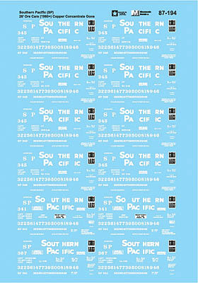 Microscale Southern Pacific Ore Cars 1960-1980 N Scale Model Railroad Decal #60194
