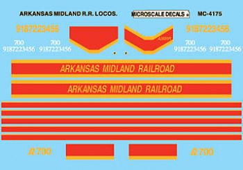 Microscale Arkansas Midland Diesels 1992+ N Scale Model Railroad Decal #604175