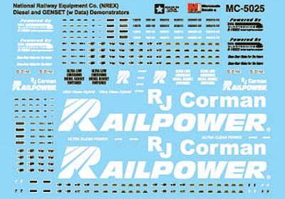 Microscale Railpower & NREX Genset Logos & Data N Scale Model Railrod Decal #605025