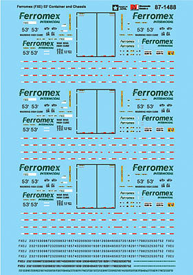 Microscale Ferromex FXE 53 Container and Chassis HO Scale Model Railroad Decal #871488