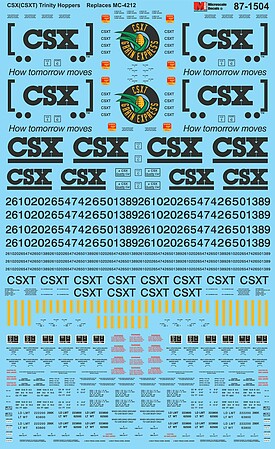 Microscale CSX Trinity Covered Hoppers (Replaces #460-4212) HO Scale Model Railroad Decal #871504