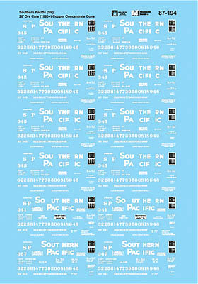 Microscale Southern Pacific Ore Cars 1960-1980 HO Scale Model Railroad Decal #87194