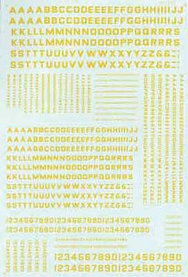 Microscale Alphabets & Numbers Block Gothic Yellow HO Scale Model Railroad Decal #90056