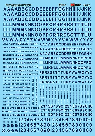 Microscale Alphabets & Numbers Railroad Gothic Blue HO Scale Model Railroad Decal #90107