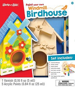 Masterpiece Paint Your Own- Windmill Birdhouse Wood Kit w/Paint & Brush