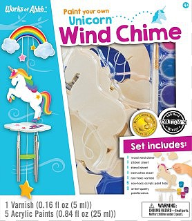 Masterpiece Paint Your Own- Unicorn Wind Chime Wood Kit w/Paint & Brush