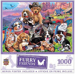 Masterpiece Furry Friends- Cowboys at Work Dogs & Cats Puzzle (1000pc)