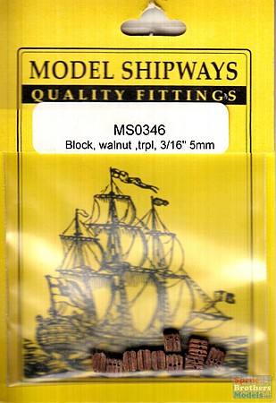 Model-Shipways 5mm TRIPLE BLOCKS WALNUT
