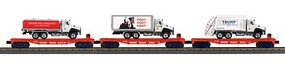 MTH-Electric O Trump 3pk Flatcars w/Truck Loads
