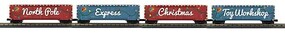 MTH-Electric O North Pole 50' Double Door Boxcar 4pk w/LED's