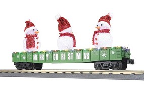 MTH-Electric O Christmas Gondola w/Lights & Lighted Snow Men/green