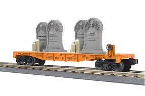 MTH-Electric O Halloween Flatcat w/Headstones & Lights-orange