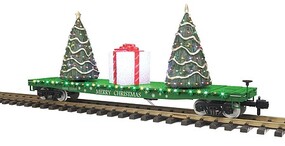 MTH-Electric G Christmas Flatcar w/Trees & LED's  green