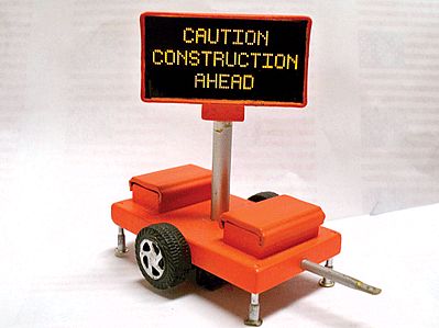 Miniatronics Caution Construction Ahead Mobile Sign w/Transformer HO Scale Model Railroad Accessory #850010