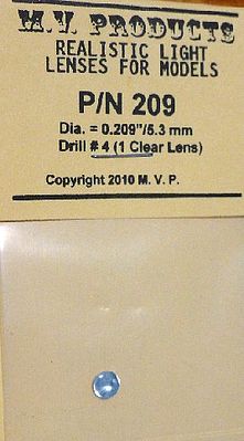 M-V-Products .209 Clear (1) Headlight Set Miscellaneous Train Parts #209
