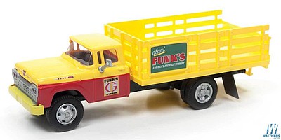 Classic-Metal-Works 1960 Ford Stakebed Yellow and Red cab HO Scale Model Railroad Vehicle #30495