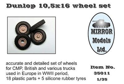 Mirror Dunlop 10 5x16 Wheel Set Plastic Model Vehicle Accessory 1/35 Scale #35011