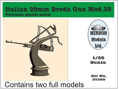 Mirror Italian 20mm Mod 39 Breda Gun (2) Plastic Model Weapon 1/35 Scale #35300
