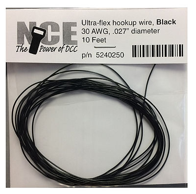 NCE 30 AWG Black 10 Ultra Flex Model Railroad Hook Up Wire #250